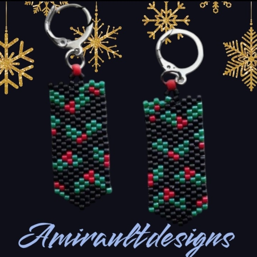 Amiraultdesigns Black Beaded Earrings